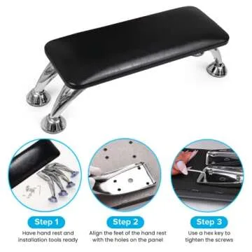 Arm Rest for Nails Tech, Easy Clean Nail Arm Rest, Reduce Back Pain Hand Rest for Nails Tech, Sturdy Support Armrest for Nails Fits UV LED Nail Lamp Underneath, Salon & Home Use (White)