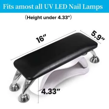 Arm Rest for Nails Tech, Easy Clean Nail Arm Rest, Reduce Back Pain Hand Rest for Nails Tech, Sturdy Support Armrest for Nails Fits UV LED Nail Lamp Underneath, Salon & Home Use (White)