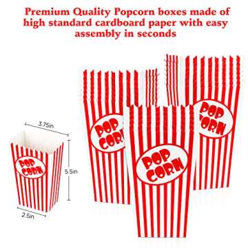 Zahaat 25 Mini Popcorn Boxes 5.5 Inches Tall Red and White Popcorn Bags Mini Pop Corn Buckets and Co...