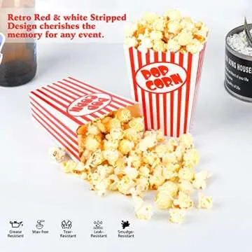 Zahaat 25 Mini Popcorn Boxes 5.5 Inches Tall Red and White Popcorn Bags Mini Pop Corn Buckets and Container for Movie Theater, Home, Carnival Party, Decorations