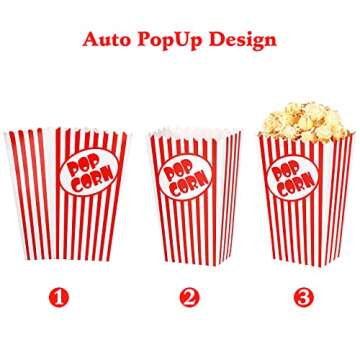 Zahaat 25 Mini Popcorn Boxes 5.5 Inches Tall Red and White Popcorn Bags Mini Pop Corn Buckets and Container for Movie Theater, Home, Carnival Party, Decorations