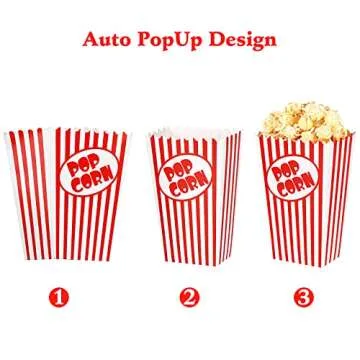 Zahaat 25 Mini Popcorn Boxes 5.5 Inches Tall Red and White Popcorn Bags Mini Pop Corn Buckets and Container for Movie Theater, Home, Carnival Party, Decorations