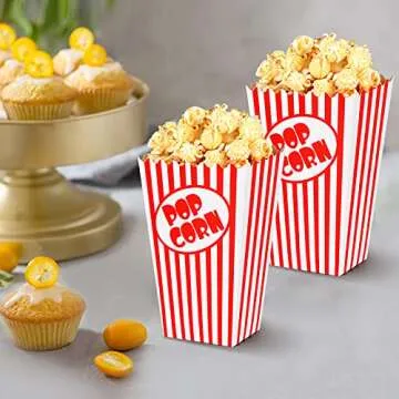 Zahaat 25 Mini Popcorn Boxes 5.5 Inches Tall Red and White Popcorn Bags Mini Pop Corn Buckets and Container for Movie Theater, Home, Carnival Party, Decorations