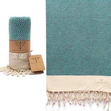 SMYRNA TURKISH COTTON Vintage Series Turkish Beach Towel Oversized, 37x71 inch, Extra Large Quick Dr...