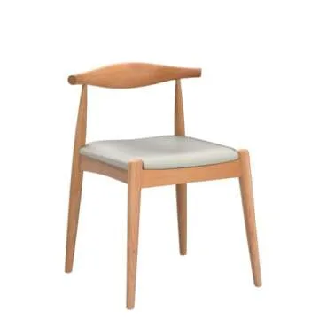 Koreyosh Wood Dining Chair Set of 4, Solid Birch Heavy Duty Kitchen Chairs, Mid Century Modern Armless Side Chair with Upholstered Faux Leather Seat, Curved Backrest, No Assembly Needed (Wood)