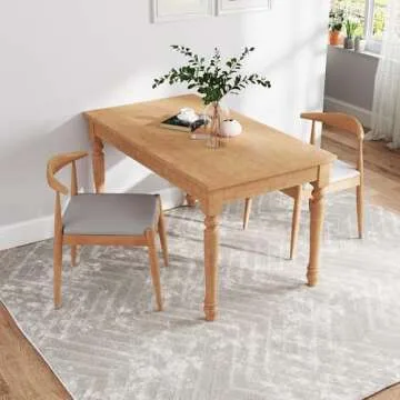 Koreyosh Wood Dining Chair Set of 4, Solid Birch Heavy Duty Kitchen Chairs, Mid Century Modern Armless Side Chair with Upholstered Faux Leather Seat, Curved Backrest, No Assembly Needed (Wood)