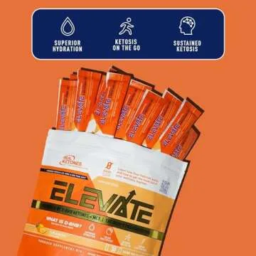 Real Ketones MCT & BHB Exogenous Ketones Drink Mix Packets Elevate Keto Electrolytes Powder Packets No Sugar with 4 Main Electrolytes Plus Hydrating Proprietary Keto BHB - 30 Pack Orange
