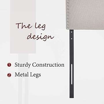 LAGRIMA Upholstered Nailhead Twin Size Headboard in Khaki Fabric, Twin, Height Adjustable