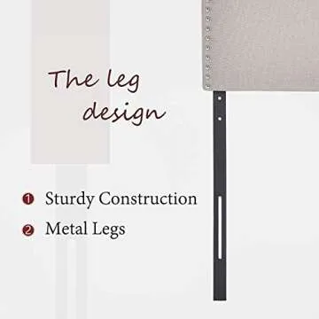 LAGRIMA Upholstered Nailhead Twin Size Headboard in Khaki Fabric, Twin, Height Adjustable