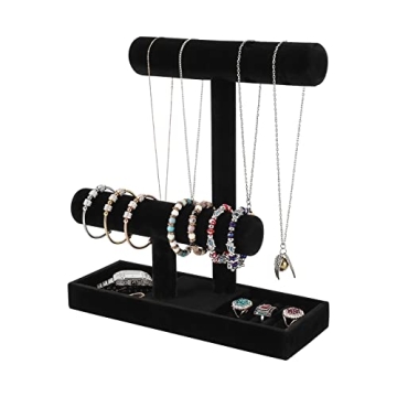ByKen Multi-Functional Necklace Holder,Bracelet Holder,Jewelry Organizer Stand with Earrings Rings T...