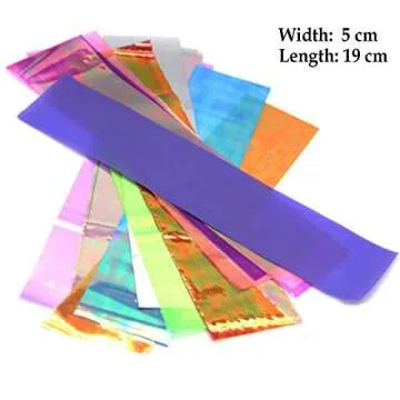 Beaute Galleria 24 Pieces Mixed Colors Nail Art DIY Holographic Shattered Broken-Glass Reflective Mirror Shard Effect Rainbow Thin Iridescent Cellophane Films Foils