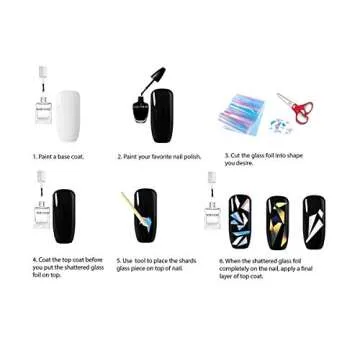 Beaute Galleria 24 Pieces Mixed Colors Nail Art DIY Holographic Shattered Broken-Glass Reflective Mirror Shard Effect Rainbow Thin Iridescent Cellophane Films Foils