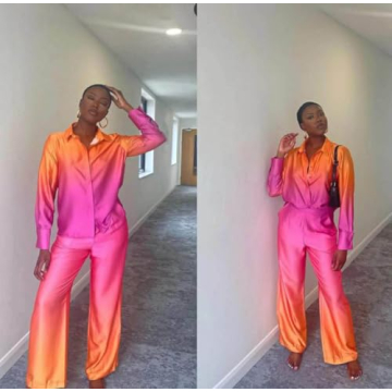 THLAI Gradient Long Sleeve Two Piece Sets for Women