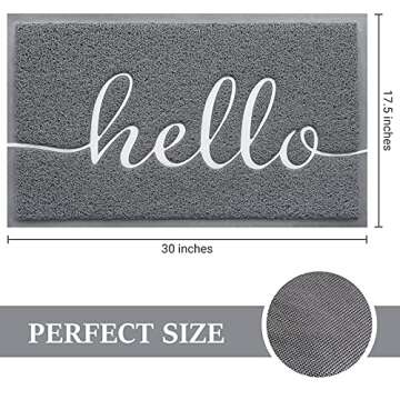 BeneathYourFeet Door Mat (30"x17.5",Grey), Welcome Mat Low Profile Floor Mat Front Doormat Indoor Ou...