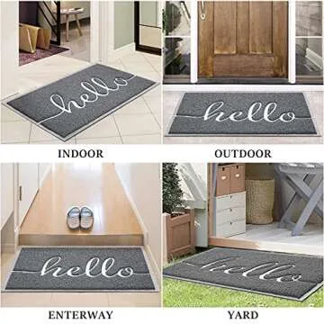 BeneathYourFeet Door Mat (30"x17.5",Grey), Welcome Mat Low Profile Floor Mat Front Doormat Indoor Outdoor Door Non Slip Rugs for Entryway, Patio, High Traffic Areas