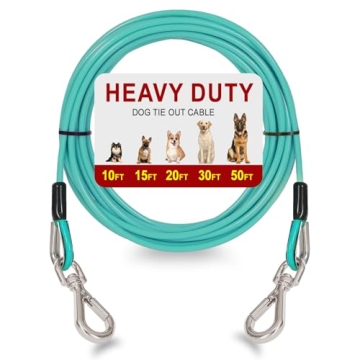 Dog Tie Out Cable for Dogs Pets - Heavy Duty 15ft Outdoor Tether