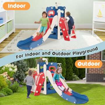 Babytronic Toddler Slide, 6 in 1 Kids Indoor Slide for Toddlers 1-3, Baby Slide for Indoor Outdoor w...