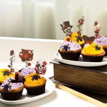 Gothic Halloween Cupcake Toppers - Set of 24 Unique Decor