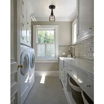 Industrial Farmhouse Close to Ceiling Light with Pull Chain