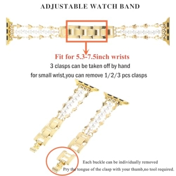 Stylish YONWORTH Pearl Beaded Band for Apple Watch