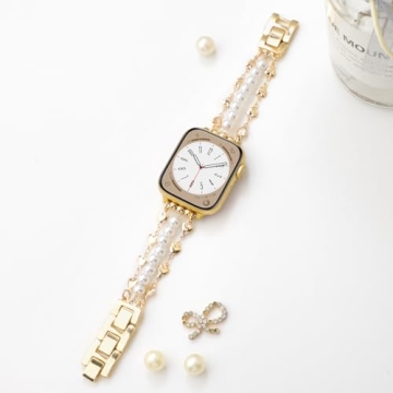 Stylish YONWORTH Pearl Beaded Band for Apple Watch