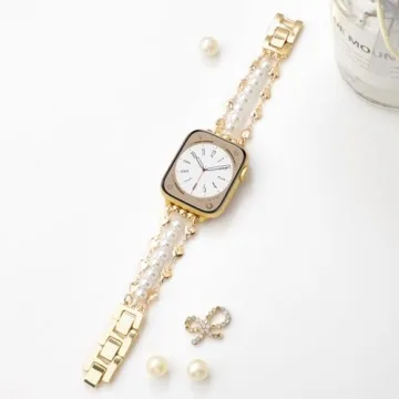 Stylish YONWORTH Pearl Beaded Band for Apple Watch