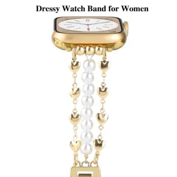 Stylish YONWORTH Pearl Beaded Band for Apple Watch