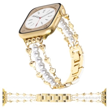 Stylish YONWORTH Pearl Beaded Band for Apple Watch