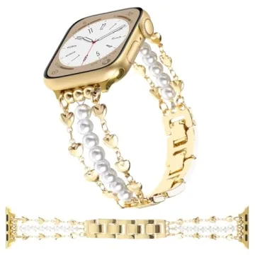 Stylish YONWORTH Pearl Beaded Band for Apple Watch