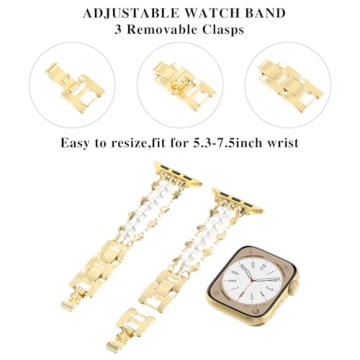 Stylish YONWORTH Pearl Beaded Band for Apple Watch