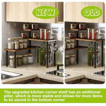 BMOSU Kitchen Corner Shelf - Sturdy Countertop Organizer