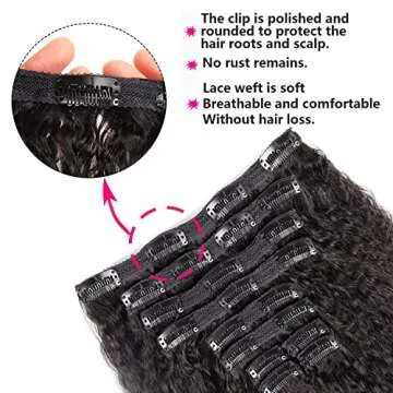 Alishow Kinky Straight Clip in Human Hair Extensions for Black Women Kinky Straight Clip Ins 16Inch 10 PCS 120g Natural Black Human Hair Full Head Unprocessed Remy Yaki Hair Clip in Extensions