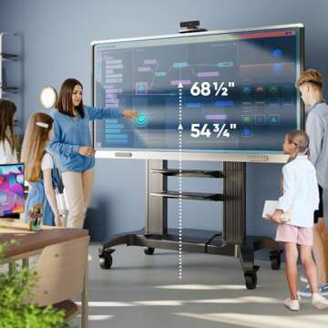 ONKRON Mobile TV Stand for 60-100 Inch TVs up to 301 lbs, Large & Heavy Duty TV Stand Height Adjustable max VESA 1000x600 - Mobile TV Cart Rolling TV Stand Tall/Portable TV Stand on Wheels