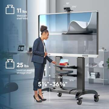 ONKRON Mobile TV Stand for 60-100 Inch TVs up to 301 lbs, Large & Heavy Duty TV Stand Height Adjustable max VESA 1000x600 - Mobile TV Cart Rolling TV Stand Tall/Portable TV Stand on Wheels