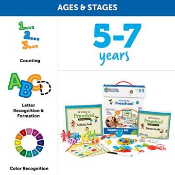 Learning Resources All Ready for Preschool Readiness Kit - 60 Activities Set, Ages 3+, Kindergartner Preparation Kit, Preschool Homeschool, Preschool Curriculum Kit