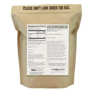 Anthony's Hydrolyzed Marine Collagen Peptides, Gluten-Free, Paleo and Keto Friendly, Unflavored, 1-P...