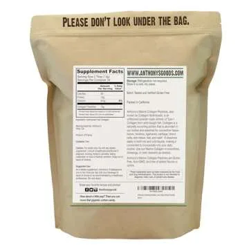 Anthony's Hydrolyzed Marine Collagen Peptides, Gluten-Free, Paleo and Keto Friendly, Unflavored, 1-P...