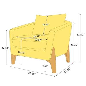 VANOMi Living Room Chair, Accent Chair with Wood Legs, Modern Upholstered Armchair Cozy Chairs for L...