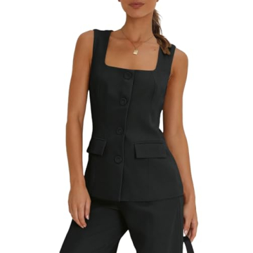 Tankaneo Women's Square Neck Sleeveless Vests for Work