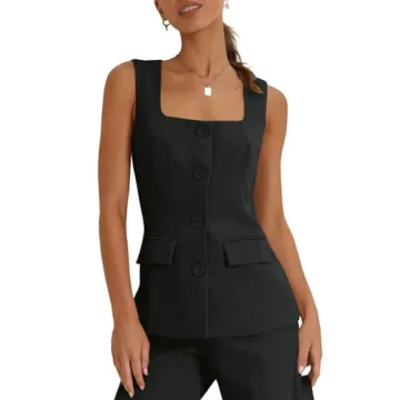 Tankaneo Women's Square Neck Sleeveless Vests for Work