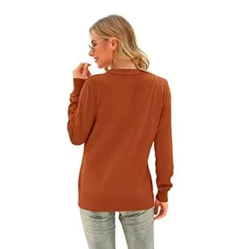 VIISHOW Women's Button Down V Neck Long Sleeve Soft Knit Cardigan Sweaters, Rust red, Medium