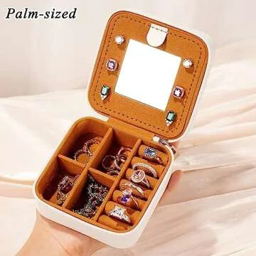 Yesteel Initial Travel Jewelry Case Jewelry Box Jewelry Organizer, Ring Necklace Earring Jewelry Organizer Box, Birthday Gifts for Her Girlfriend Women Letter K, White