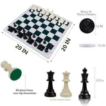 Juegoal Portable 20" Chess & Checkers Set for Travel