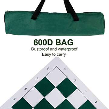 Juegoal 20" Portable Chess & Checkers Set, 2 in 1 Travel Board Games for Kids and Adults, Folding Roll up Chess Game Sets, Extra 26 Checker Pieces, Tournament Thick Mousepad Mat with Storage Bag