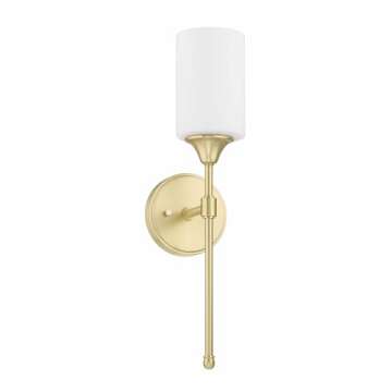XiNBEi Lighting Wall Sconce, Bathroom Vanity Light with Glass, Classic Wall Fixture Satin Brass Finish for Bathroom XB-W1216-SB