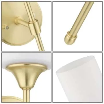 XiNBEi Lighting Wall Sconce, Bathroom Vanity Light with Glass, Classic Wall Fixture Satin Brass Finish for Bathroom XB-W1216-SB