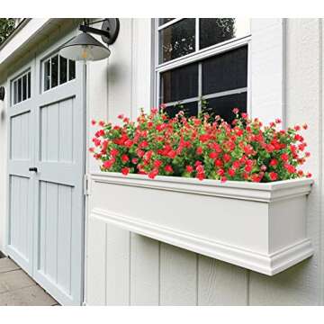 Outdoor Artificial Plant UV Resistant Fake Stems Plants, Faux Plastic Greenery for Indoor Outside Hanging Plants Garden Porch Window Box Home Wedding Farmhouse Outdoor Decorations for Patio (Red)