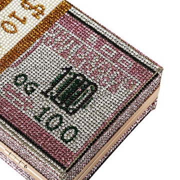 Classic Dollar Style Evening Bags With Diamond Shoulder Bag Wallet Clutch Crossbody Bag with Chain Strap Pink