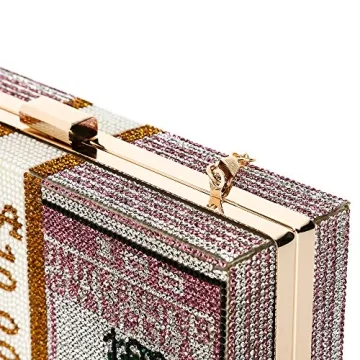 Classic Dollar Style Evening Bags With Diamond Shoulder Bag Wallet Clutch Crossbody Bag with Chain Strap Pink