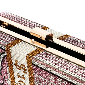 Classic Dollar Style Evening Bags With Diamond Shoulder Bag Wallet Clutch Crossbody Bag with Chain Strap Pink